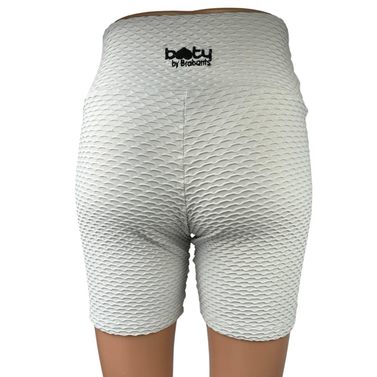 Booty by Brabants White Croco Skin High Waist Athletic Bike Running Shorts Sz S