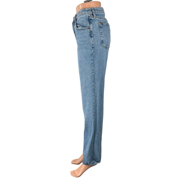 Abercrombie & Fitch The Straight Mid Rise Blue Relaxed Denim Jeans Size 27