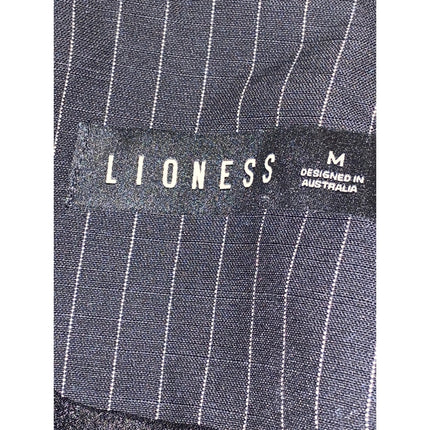 Lioness Stripe Notched Collared Long Sleeve Double Breasted Blazer Coat Jacket M