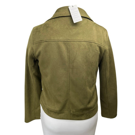 NEW Apperloth Green Suede Leather Long Sleeve Zip Up Biker Motorcycle Jacket XL