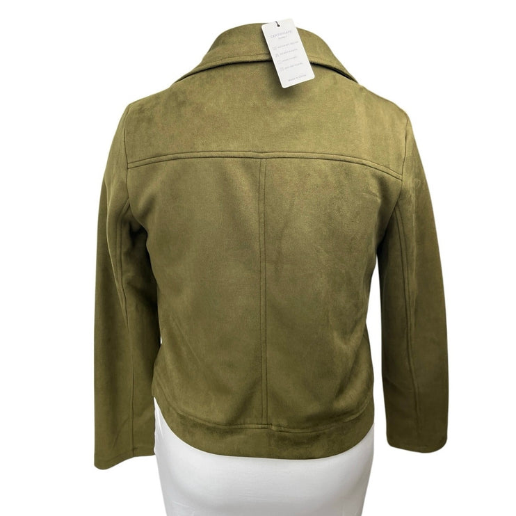 NEW Apperloth Green Suede Leather Long Sleeve Zip Up Biker Motorcycle Jacket XL