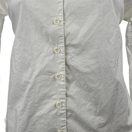 Ozai N Ku Dynaco White Stand Collar Long Sleeve Button Down Shirt Blouse Top XS