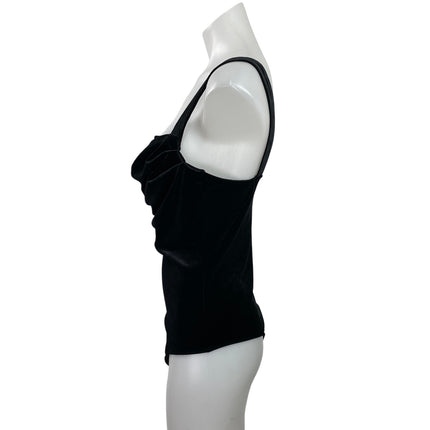 MNG Mango Womens Black Velvet Cowl Neck Sleeveless Cami Tank Bodysuit Top Size M