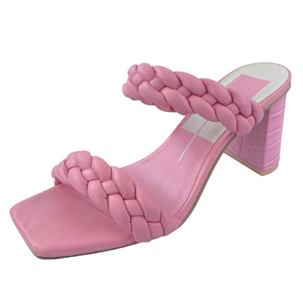 Dolce Vita Paily Pink Double Braided Band Straps Square Toe Heels Sandals Size 8