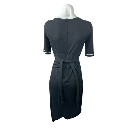 L.K. Bennett Eliana Black Half Sleeve Wrap Asymmetric Midi Sheath Dress Size XS
