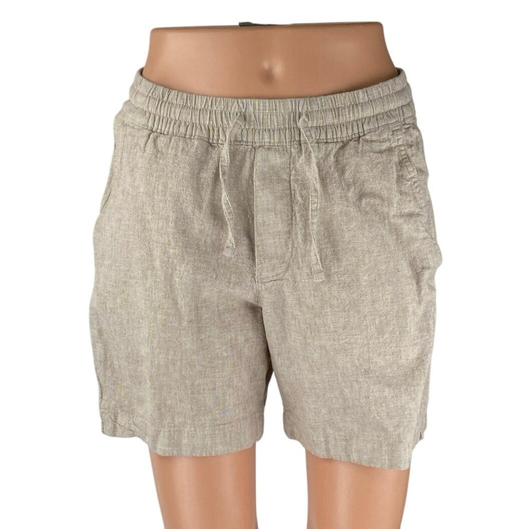 Abercrombie & Fitch Womens Beige Linen Elastic High Waist Casual Mini Shorts XS