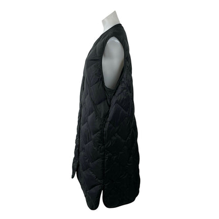 Uniqlo Ultra Light Down Black Quilted Sleeveless Long Tank Sweater Vest Top Sz L