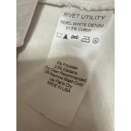 Rivet Utility Women's White Zip Up Short Sleeve Denim Jean Coverall Jumpsuit M