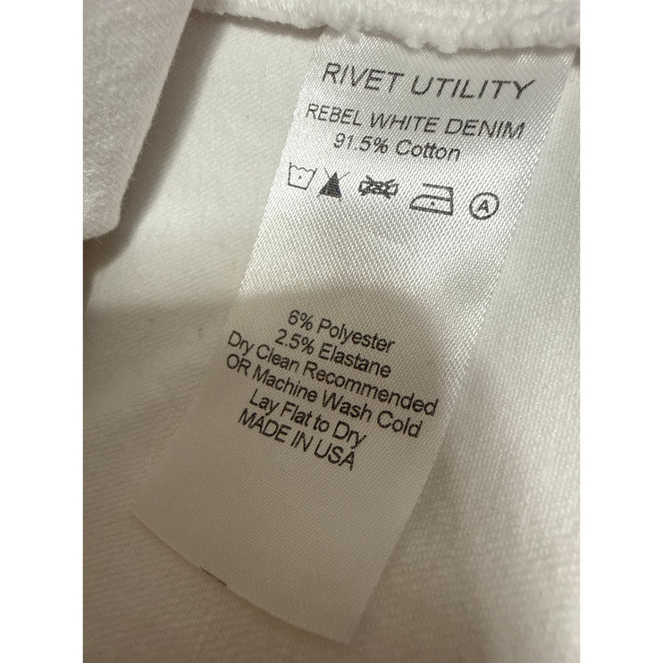 Rivet Utility Women's White Zip Up Short Sleeve Denim Jean Coverall Jumpsuit M
