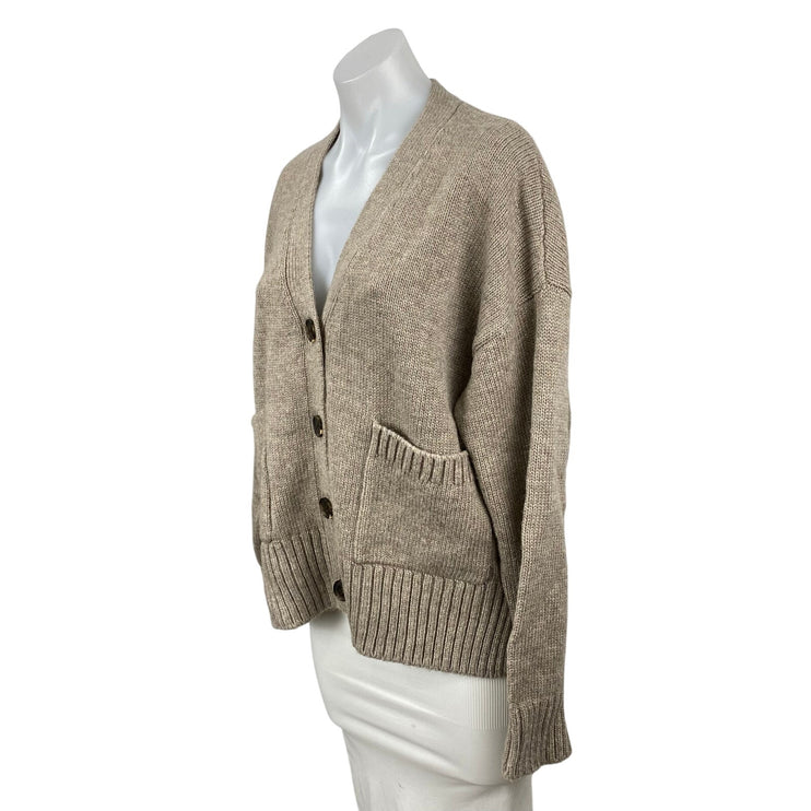 The Drop Brigitte Brown Chunky Long Sleeve Button Down Cardigan Sweater Top Sz M