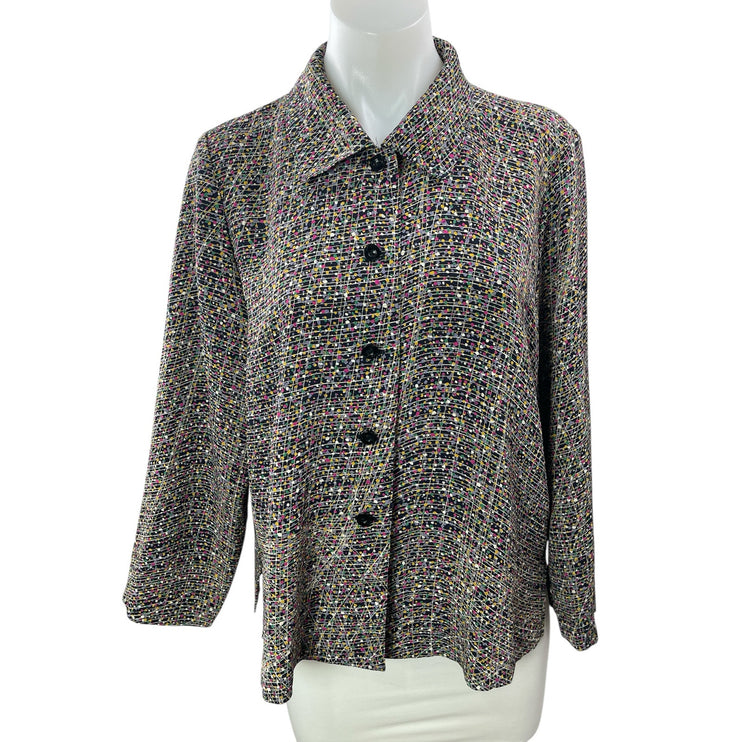Elegance K Fashion Women's Multicolor Dotted Long Sleeve Button Up Shirt Top M/L