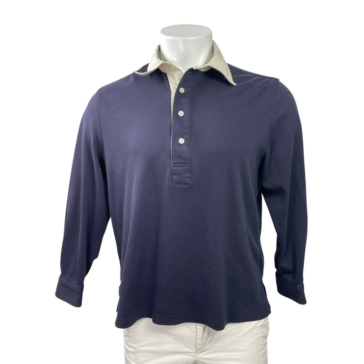 Cultum Men's Navy Blue Long Sleeve Polo Shirt Sweater Sweatshirt Top Size M
