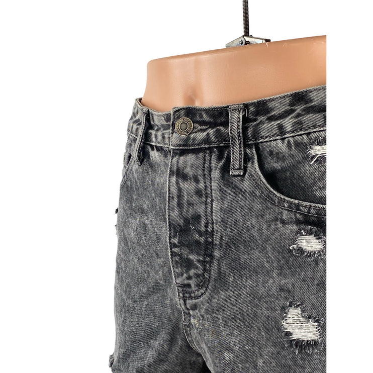 Vervet Womens Gray Distressed Ripped Raw Frayed Hem Cutoff Mom Denim Shorts Sz S