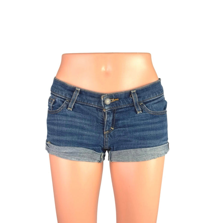 Abercrombie & Fitch Blue Low Rise Cuffed Micro Mini Denim Jean Shorts Size 24