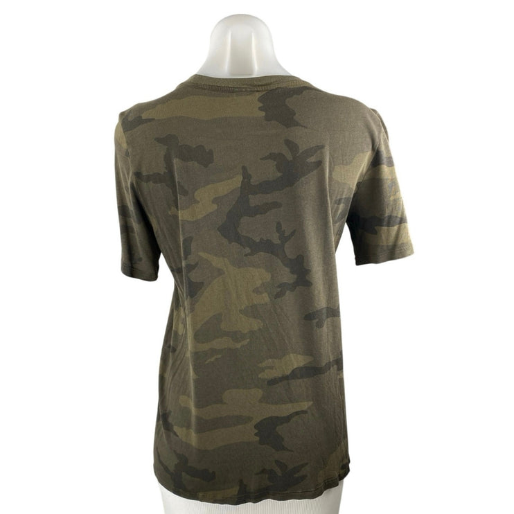 Aritzia TNA Women's Green Camo Army Military Short Sleeve T Shirt Tee Top Size M