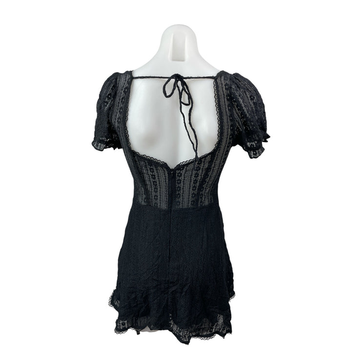 Urban Outfitters Roxie Floral Lace Sheer Short Sleeve Mini Flare A-Line Dress M