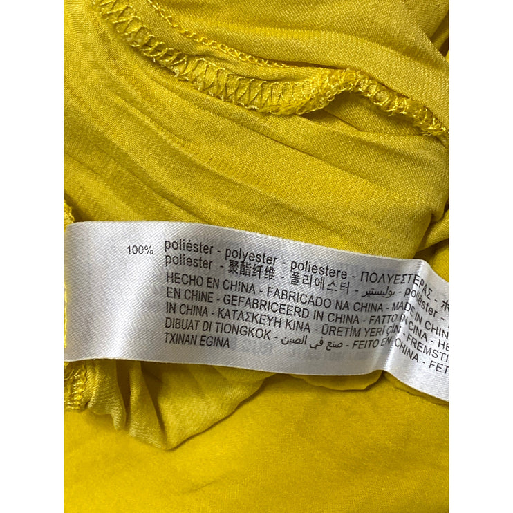 Zara Women's Yellow High Rise Pull On Pleated Wide Leg Trousers Pants Size L