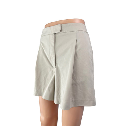 Zara Women's Beige High Rise Pleated Wide Leg Chino Khaki Casual Mini Shorts L