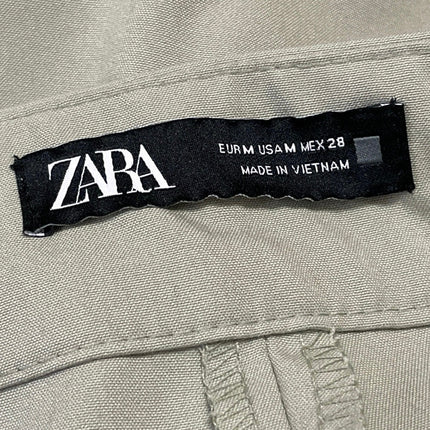 Zara Women's Green High Rise Barrel Cuffed Casual Baggy Trousers Pants Size M