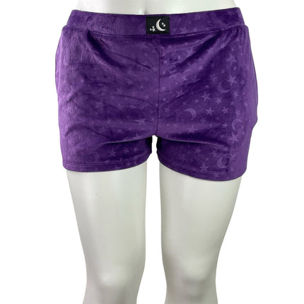 Way To Celebrate Halloween Purple Velvet Velour Mini Lounge Sleep Shorts Size L