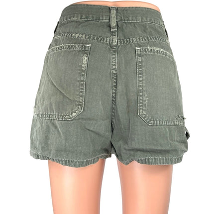 Zara Women's Green Gray High Waist Wide Leg Casual Denim Jeans Shorts Size 6