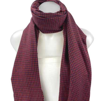 NEW Gap Red Black Gingham Checkered Fringe Hem Shawl Wrap Scarf 200x50 One Size