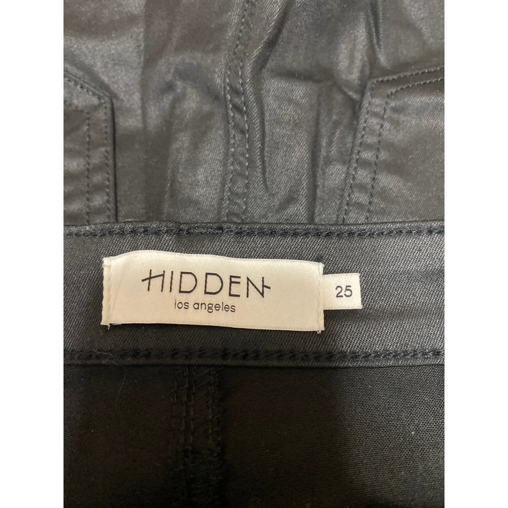 Hidden Women's Black Coated High Rise Skinny Flared Bootcut Trouser Pants Sz 25