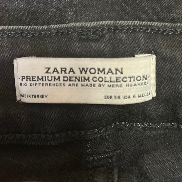 Zara Woman Premium Denim Collection Black High Rise Ankle Skinny Denim Jeans 6