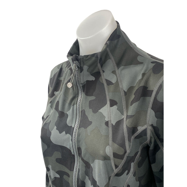 Yogalicious Lux Camouflage Long Sleeve Yoga Activewear Athletic Coat Jacket Sz M
