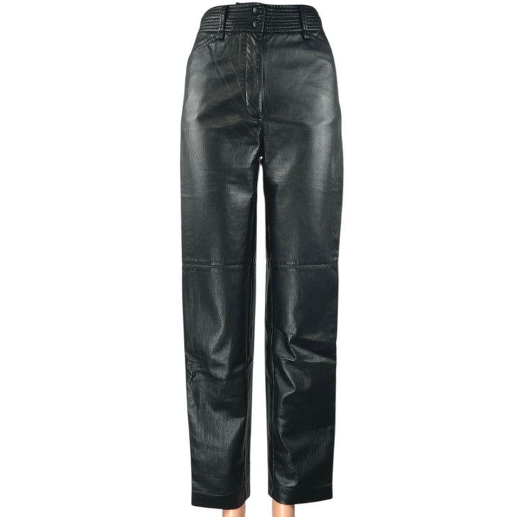 Aritzia Wilfred Black Faux Leather Straight Leg High Waisted Trousers Pants Sz 0