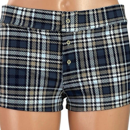 My Mum Made It On the Go Early Tide Plaid Check Micro Hipster Summer Shorts Sz S