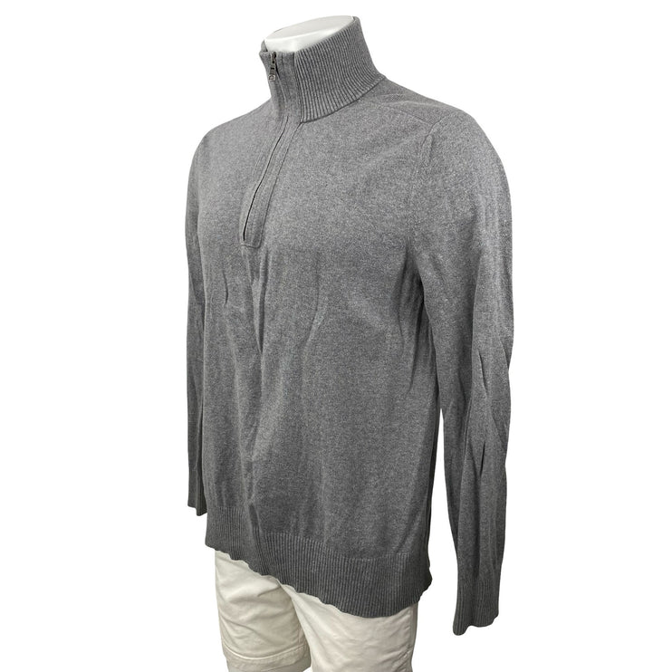 Banana Republic Men's Gray 100% Wool 1/4 Zip Knit Turtleneck Sweater Top Size L