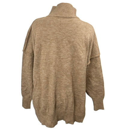 Commense Women's Tan Beige Khaki Turtleneck Knit Pullover Sweater Top Size XS