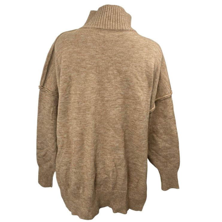 Commense Women's Tan Beige Khaki Turtleneck Knit Pullover Sweater Top Size XS