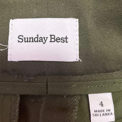 Aritzia Sunday Best Women's Green Khaki Pleated Zipper Mini A-Line Skirt Size 4