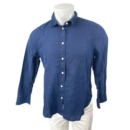 J.Crew 100% Linen Men's Blue Long Sleeve Collared Button Down Shirt Top Size 8