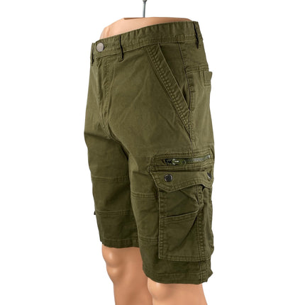 Denim Co Men's Green Mid Rise Utility Cargo Hiking Camp Bermuda Shorts Size 32