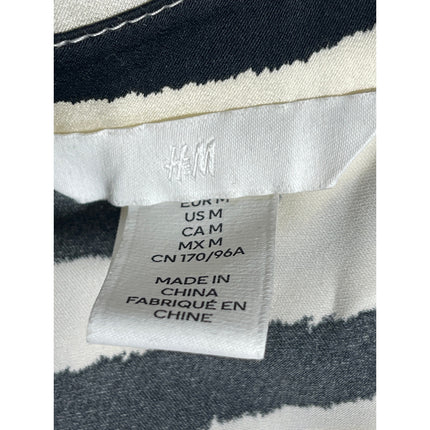 H&M Women's White Black Silky Satin Zebra Print Long Sleeve Mini Wrap Dress Sz M