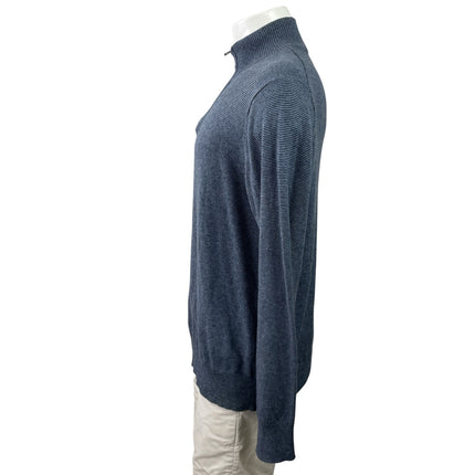 Bonobos Men's Blue Cashmere Knit Striped Long Sleeve 1/4 Zip Sweater Top Size M