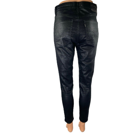 Levi's Women's Black Snakeskin Faux Leather High Waist Skinny Trousers Pants 27