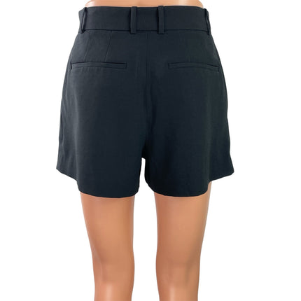 Aritzia Babaton Black Pleated High Waisted Tailored Wide Leg Bermuda Shorts Sz 4