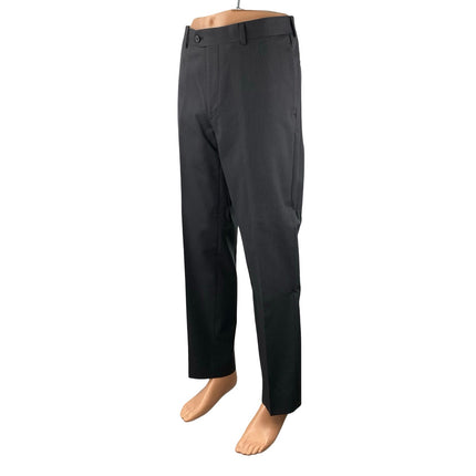 Egara Mens Black Striped Slim Fit Straight Mid Rise Trousers Dress Pants Size 32
