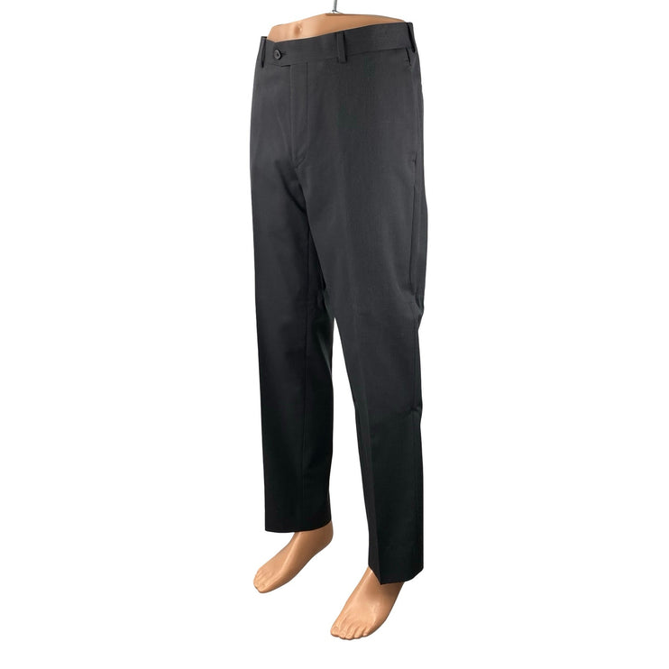 Egara Mens Black Striped Slim Fit Straight Mid Rise Trousers Dress Pants Size 32