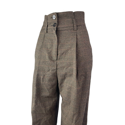 Mango Suit Plaid High Rise Pleated Carrot Barrel Tapered Trousers Dress Pants S