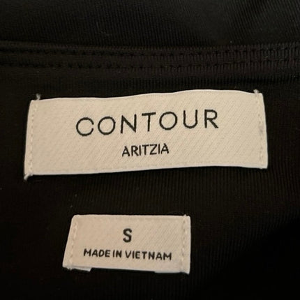 Aritzia Babaton Contour Black Long Sleeve Crew Neck Crop Shirt Sweater Top Sz S