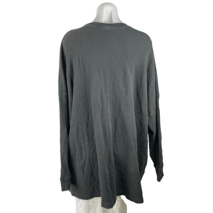 Free People Women's Gray Black Long Sleeve Rib Knit Pullover Sweater Top Size L