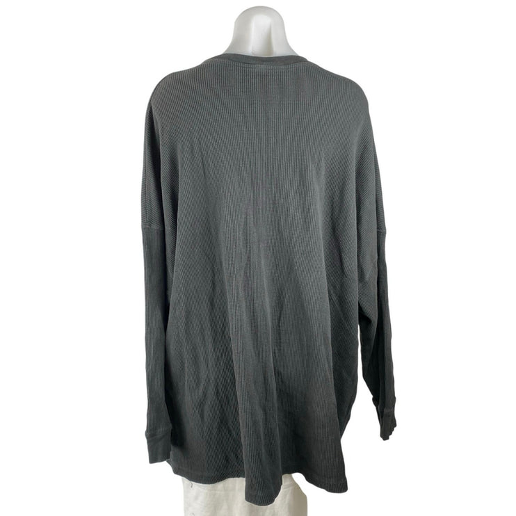 Free People Women's Gray Black Long Sleeve Rib Knit Pullover Sweater Top Size L