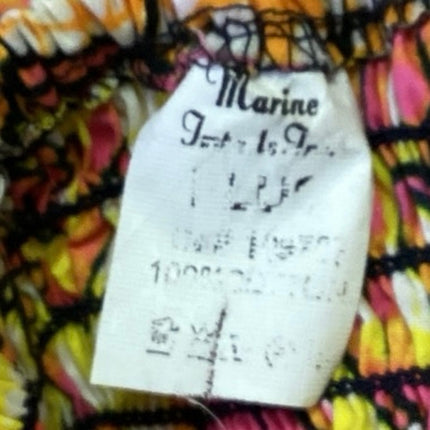 Marine Women's Yellow Pink Floral Tropical Smocked Waist A Line Maxi Dress Sz L