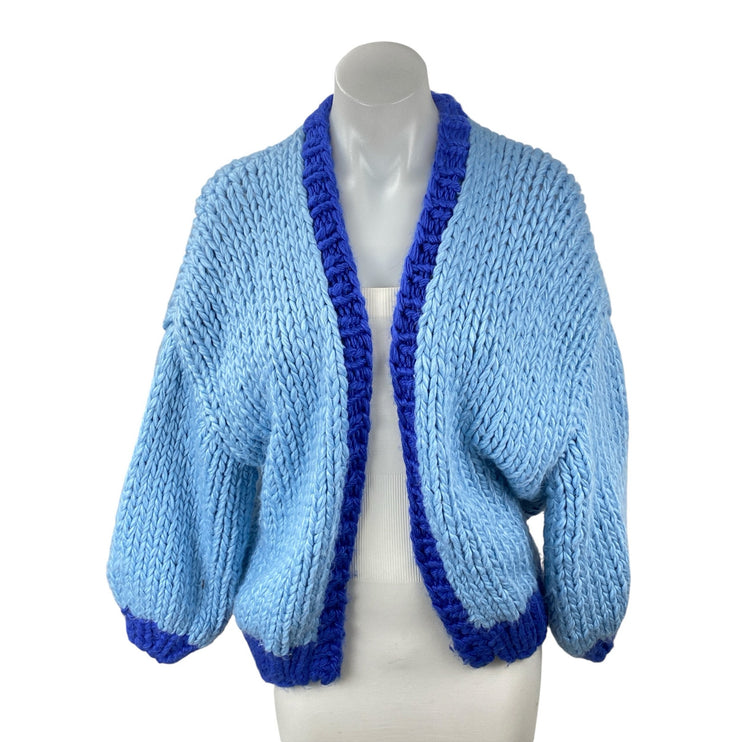 Princess Polly Lester Womens Blue Crochet Long Sleeve Cardigan Sweater Top Sz XS