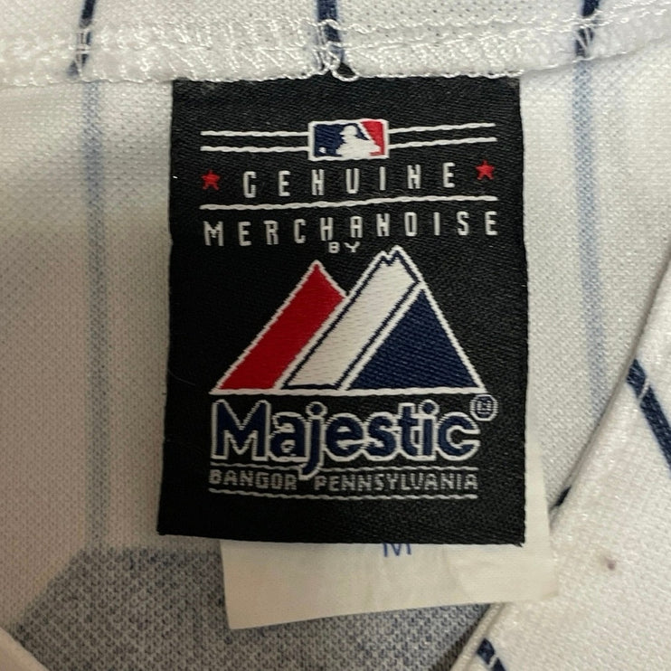 Majestic Kids Boys White New York Yankee #2 MLB Button Up Jersey Top Size M